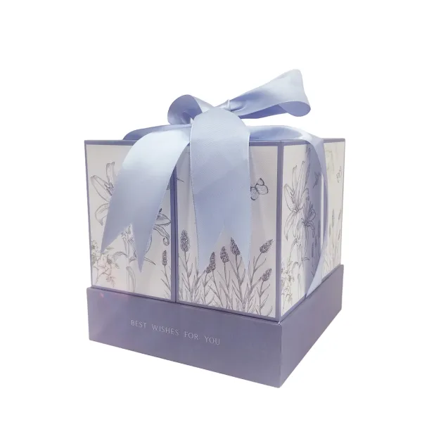 Specialty Paper Rigid Gold Foil Gift Box with Ribbon