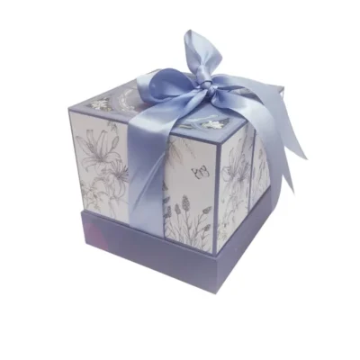 Specialty Paper Rigid Gold Foil Gift Box with Ribbon